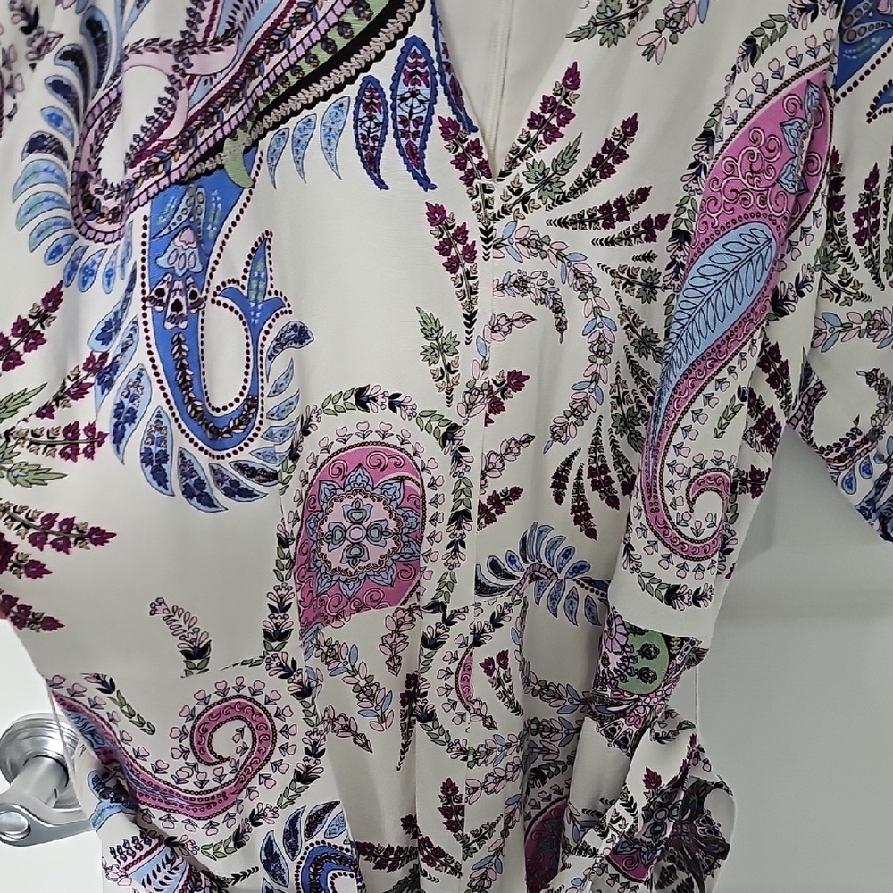 LOFT Paisley Print Mini Dress - Purple, Blue, Pink - Picture 6 of 9